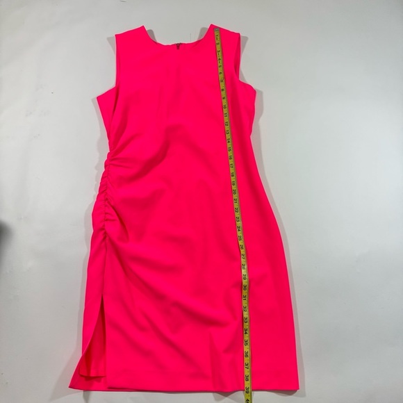 Milly Sleeveless Sheath Dress Neon Hot Pink Ruched Side - Picture 5 of 6